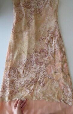 Vintage Italian Mariella Rosati 100% Silk Midi Dress, Handkerchief Pink Peach Pa